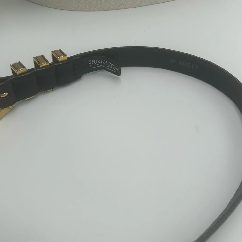 Vintage Brighton Black Leather Belt Size Medium 40513 Western Buckle